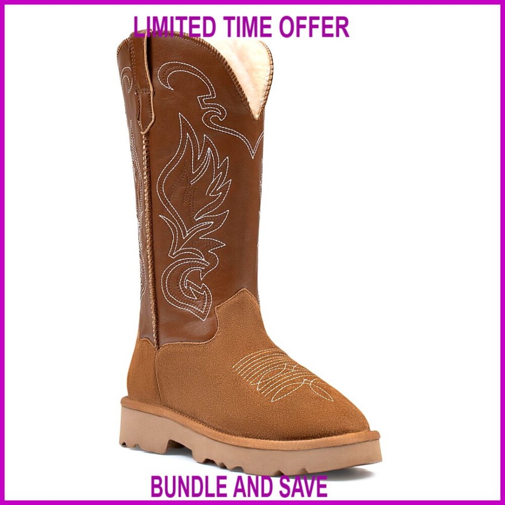 Genuine Leather Suede Platform Winter Snow Boots with Faux Fur Lining